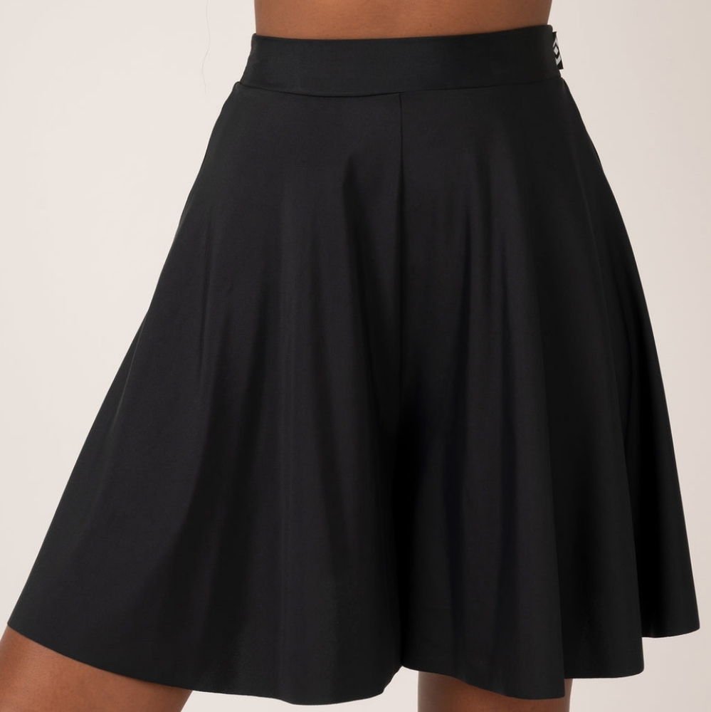 Exoticathletica Silky Basketball Palazzo Shorts -  Black